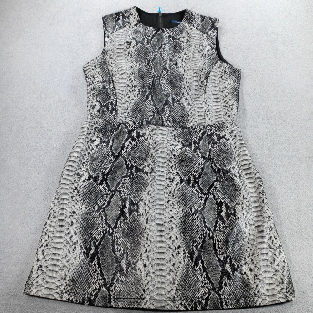 French Connection Women Snakeskin Print A-Line Dress Gray Size 8 Sleeveless